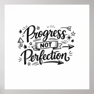 Framsteg Inte Perfektion Motiverande Citat Design Poster