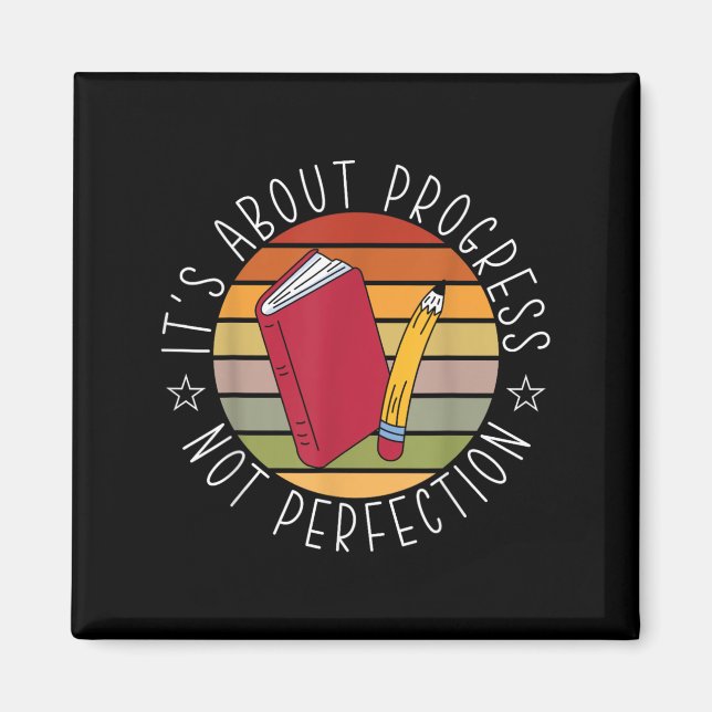 Framsteg Inte Perfektion Testdag Lärare  Magnet (Framsidan)