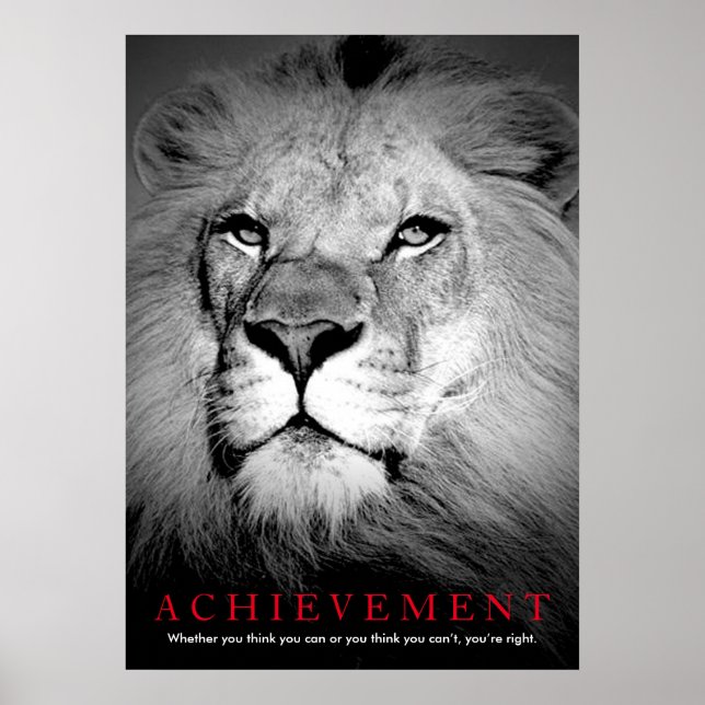 Framsteg Motivational Black Red & White Lejon Poster (Framsidan)