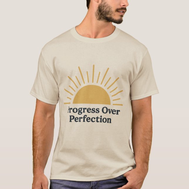 Framsteg över förväntan - Motiv soluppgång de T Shirt (Framsida)