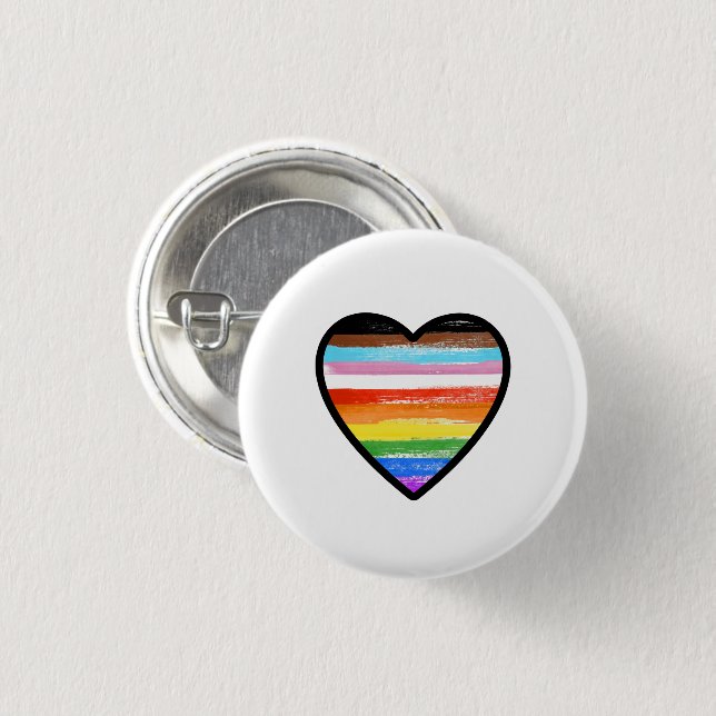 Framsteg Pride Målade Hjärtat Knapp (Framsida & baksida)
