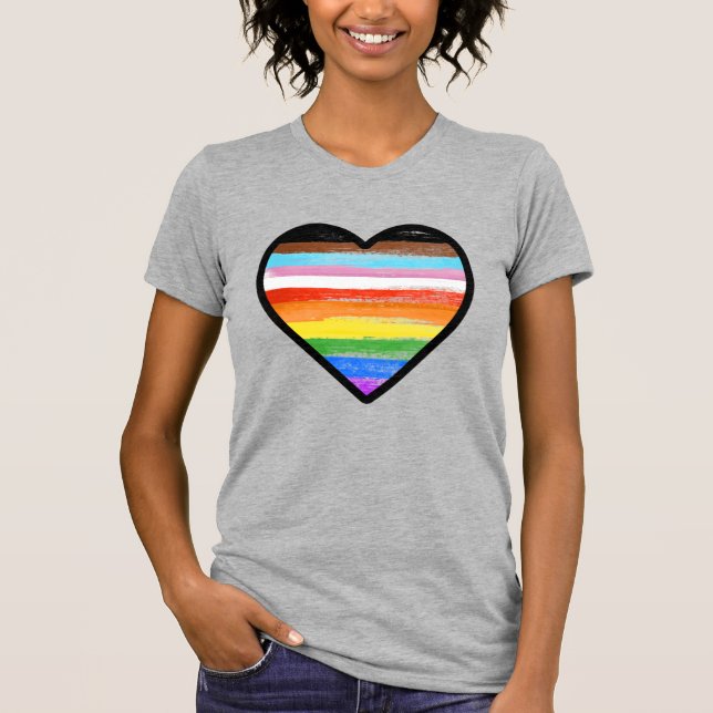 Framsteg Pride Målade Hjärtat T Shirt (Framsida)