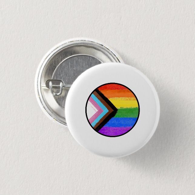 Framsteg Pride-ränder Målade Knapp (Framsida & baksida)