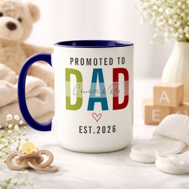 Framsteg till Pappa Personlig Foto | Första Fadern Mugg (Promoted to Dad | Personalized First Father’s Day Mug)