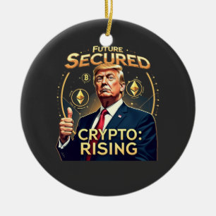 Framtid Säker Kryptovaluta Stigande Trump Inaugura Julgransprydnad Keramik