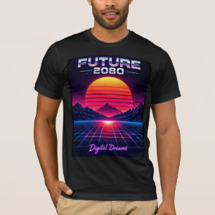 Framtida 2080 Digitala Drömmar Retro Neon Konsttry T Shirt