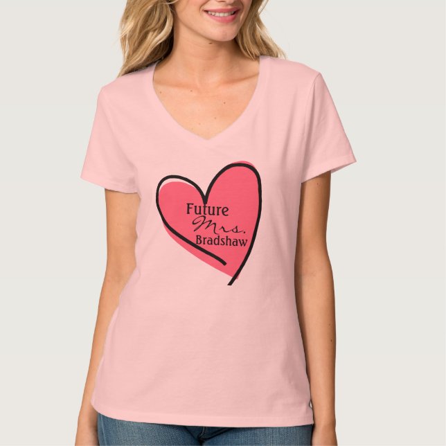 Framtida Anpassningsbar Rosa Heart T-Shirt (Framsida)