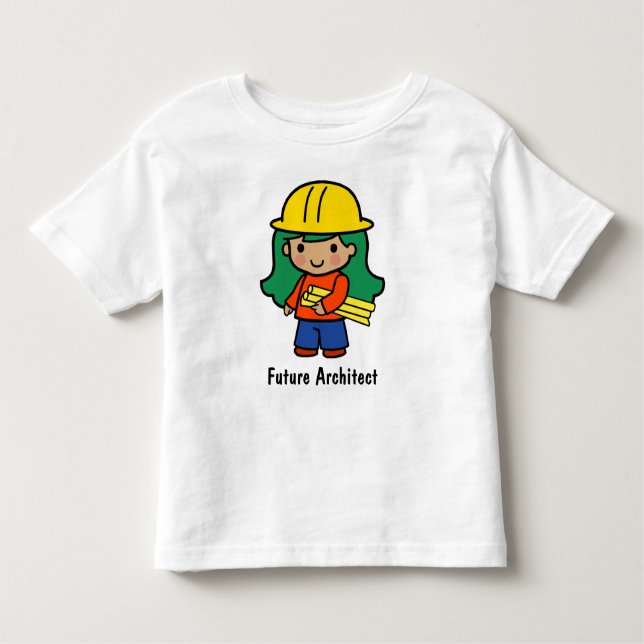 Framtida arkitekt Girl i Gult Hat T-Shirt (Framsida)