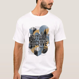Framtida Arkiv Retro Geometrisk Urban Stadsscen T Shirt