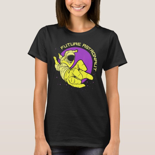 Framtida Astronaut Astronomy Rocket Space Planets T Shirt (Framsida)
