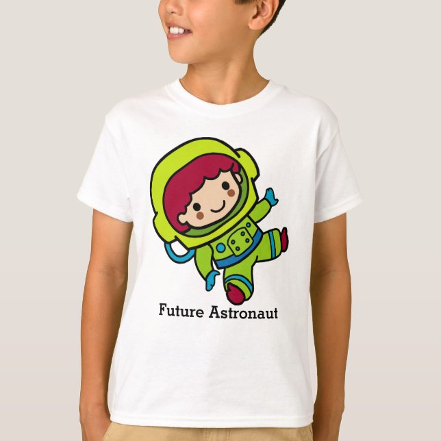 Framtida astronaut Boy i Spacesuit T Shirt (Framsida)