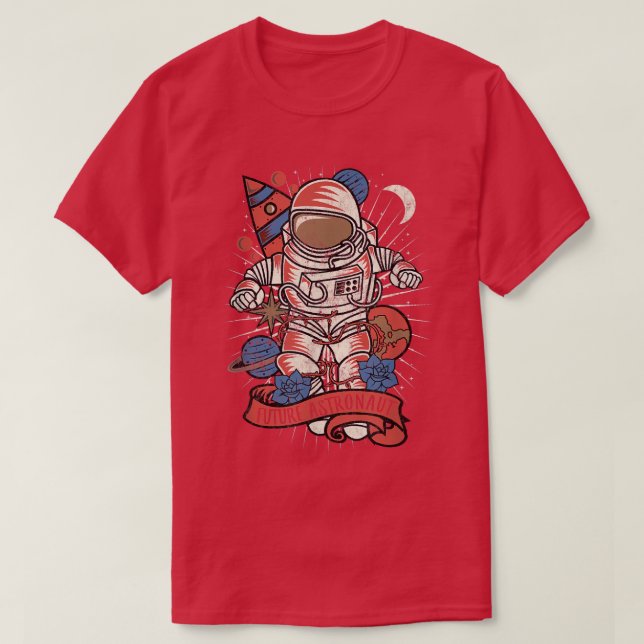 Framtida Astronaut Funny Nerdy Eploration of Space T Shirt (Design framsida)