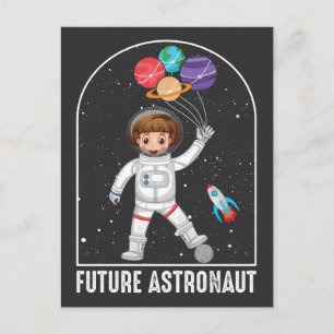 Framtida Astronaut Girl Dream Job Rocket Space Fra Vykort