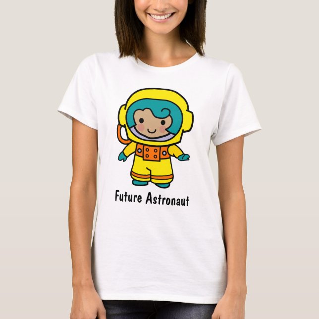 Framtida Astronaut Girl i Spacesuit Tee Shirt (Framsida)