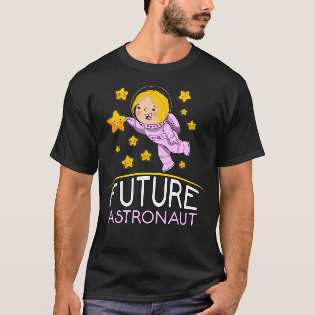 Framtida astronaut med planetskur för flickor t shirt (Framsida)