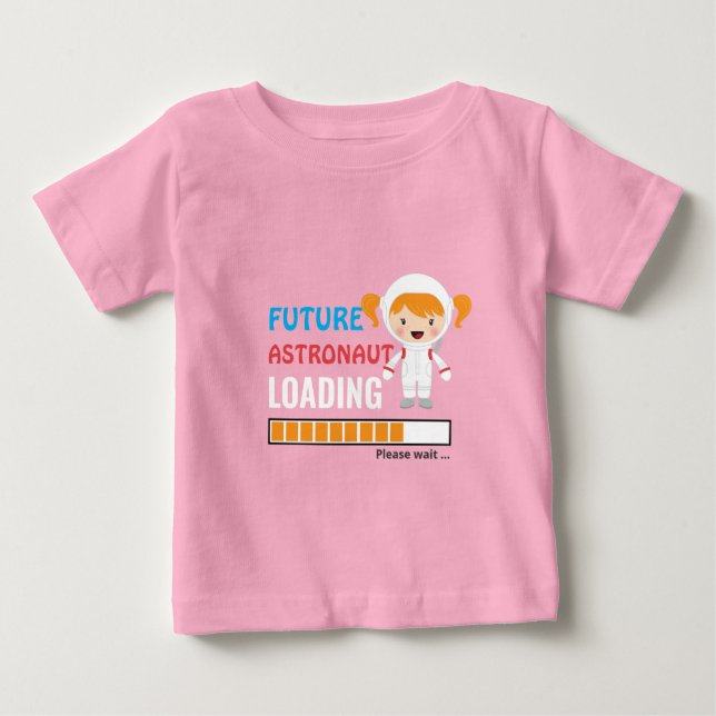 Framtida astronaut som lastar Småbarn Party Rosa G T Shirt (Framsida)