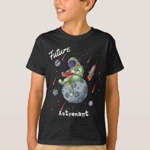 Framtida astronaut Space Rocket Reading Bok T Shirt