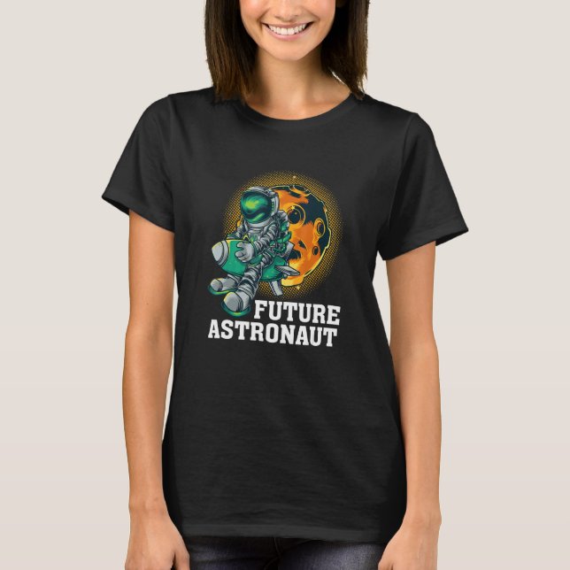 Framtida Astronaut Traveler Galaxy Planets Space T Shirt (Framsida)