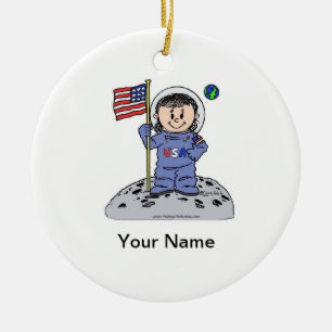 Framtida astronauter - kvinnor julgransprydnad keramik