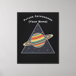 Framtida Astronom Retro Saturn Konst - Personlig Canvastryck
