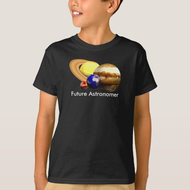 Framtida astronomer med solsystem t-shirt (Framsida)