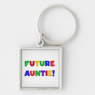 Framtida Auntie Primary Färg T-shirts and Gifts Fyrkantig Silverfärgad Nyckelring