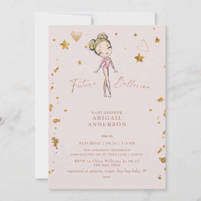Framtida Ballerina  Baby Shower-inbjudan Inbjudningar (Framsida)