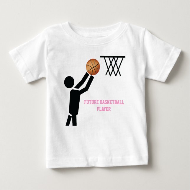 Framtida basketspelare med boll anpassningsbar t shirt (Framsida)