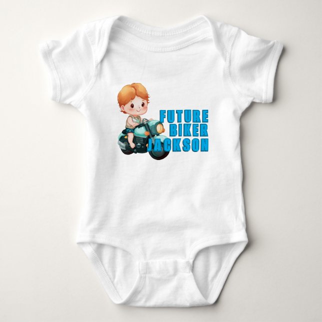 Framtida Biker med barn och motorcykel T Shirt (Framsida)