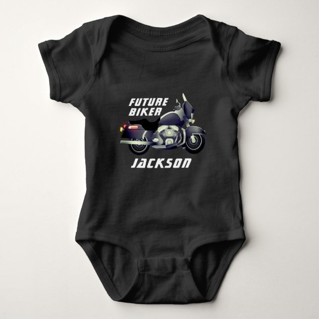 Framtida Biker med motorcykel Baby Bodykostym T Shirt (Framsida)