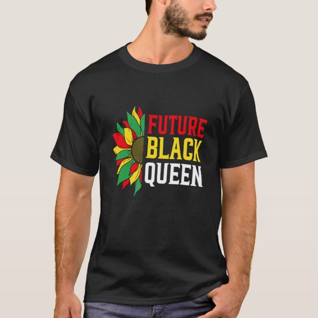 Framtida Black Queen Proud Flowers Melanin African T Shirt (Framsida)