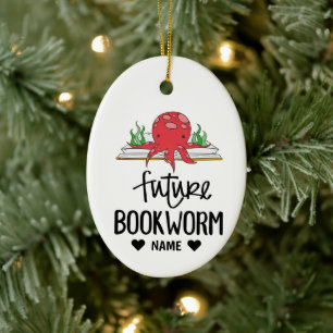 Framtida bokmask julgransprydnad keramik