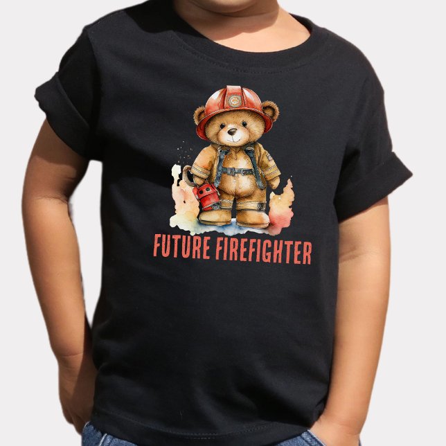 Framtida brandman Vattenfärg Brandman Nallebjörn  T Shirt (Skapare uppladdad)