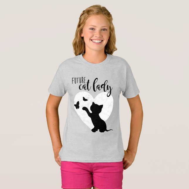 FRAMTIDA CAT DAM Girls Kattunge Shirt T (Hel framsida)