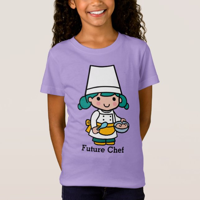 Framtida Chef/ Baker Girl i Apron-matlagning T Shirt (Framsida)