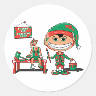 Framtida Christma Elf in Training Runt Klistermärke