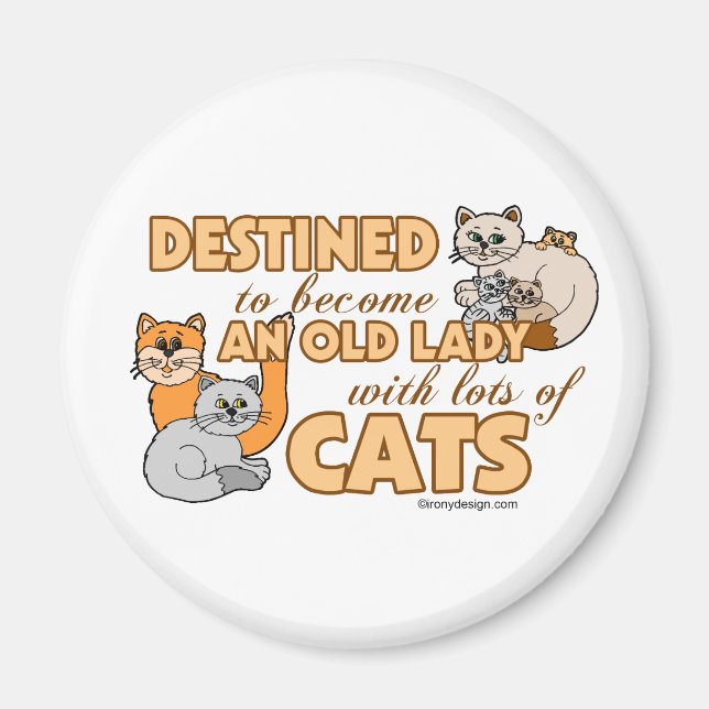 Framtida Crazy Cat Dam-stildesign Magnet (Framsidan)