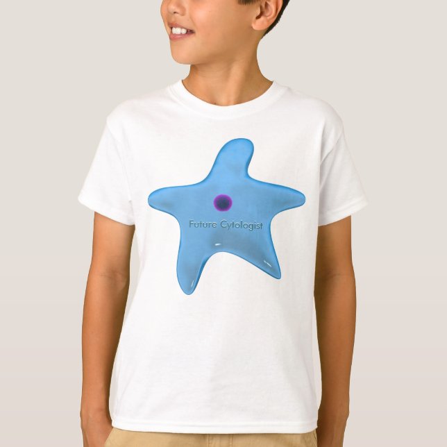 Framtida cytolog i en blå cell t shirt (Framsida)