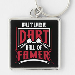 Framtida Dart Hall of Famer Premium Fyrkantig Silverfärgad Nyckelring