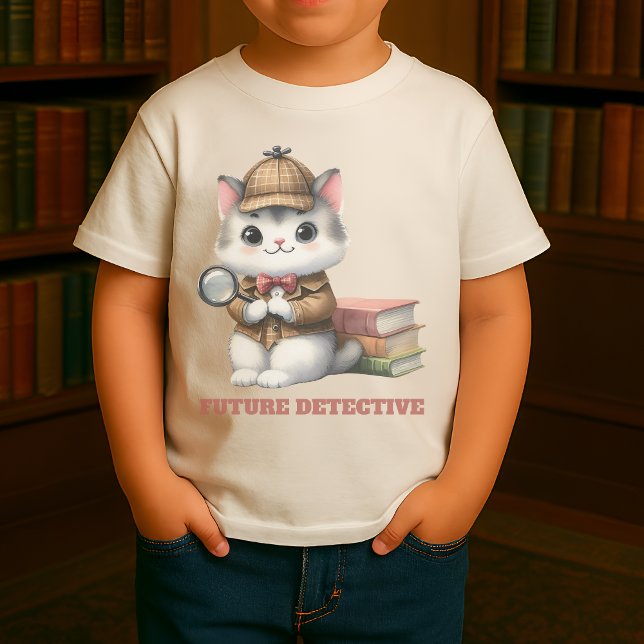 Framtida detektiv Kitten T Shirt (Purrlock Kitten future detective in situ)