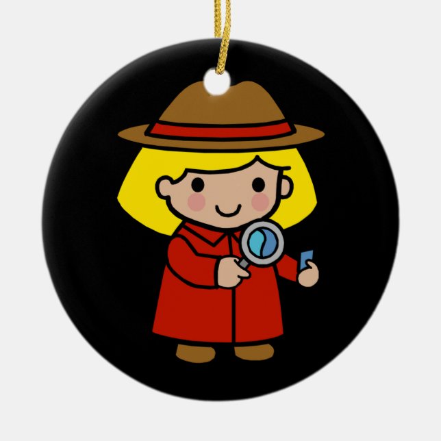 Framtida detektiv/kriminalteknisk forskare/polisiä julgransprydnad keramik (Framsidan)