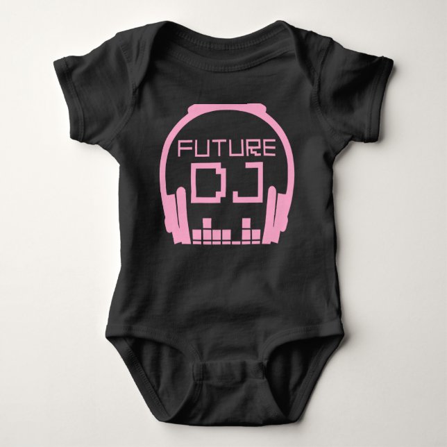 Framtida DJ Flicka Kids Deejay Disk Jockey Rosa T Shirt (Framsida)