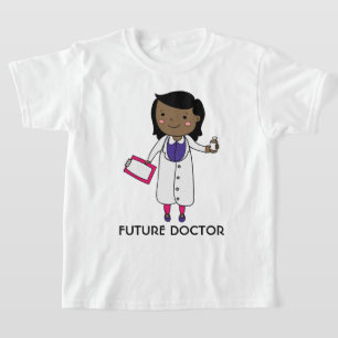Framtida Doktor Girl Brown Skin Black Hair T Shirt