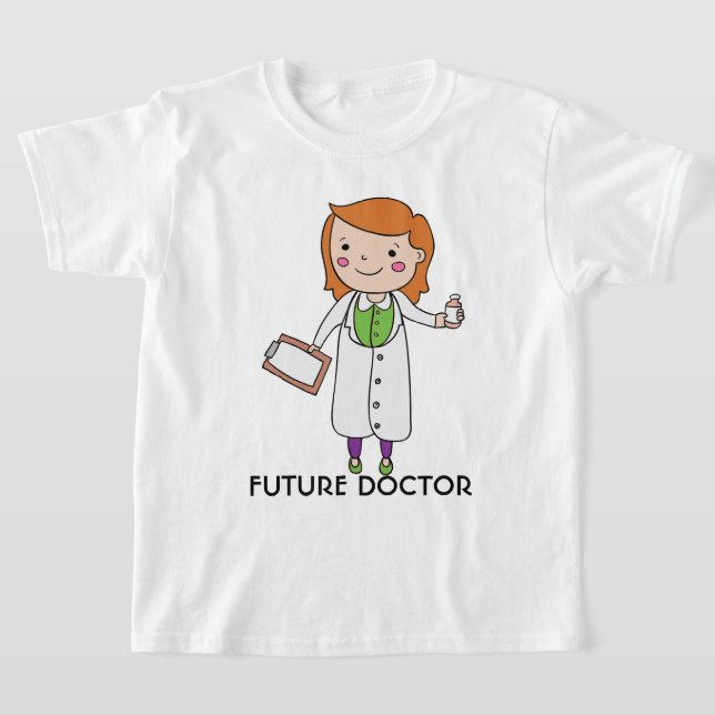 Framtida Doktor Girl med Red Hair Tee (Laydown)