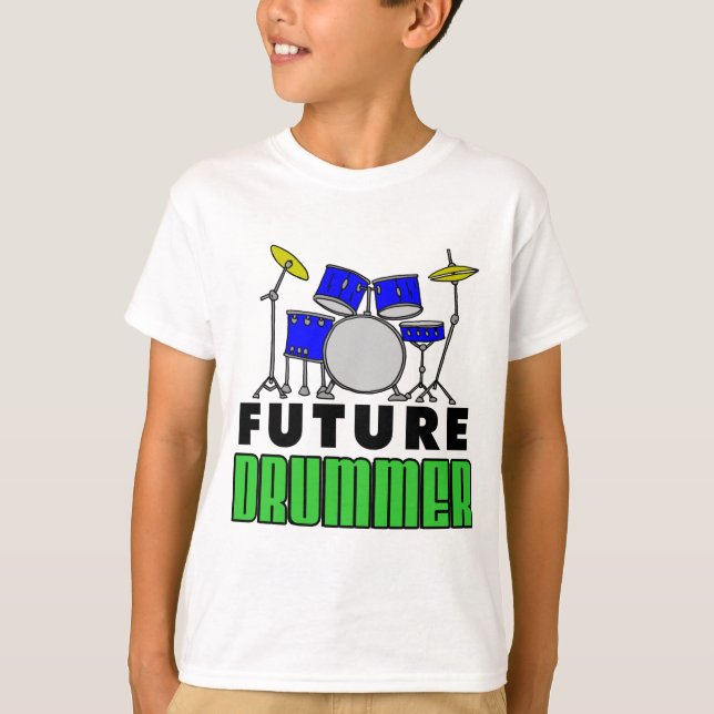 Framtida Drummer Blue Drum Set Tee (Framsida)