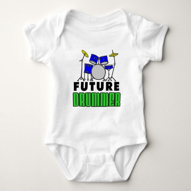 Framtida Drummer Blue Drum Set Tee Shirt (Framsida)