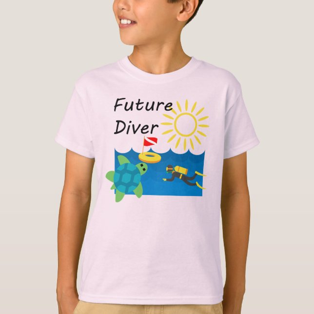 Framtida dykardesign - barnens grundläggande T-Shi T Shirt (Framsida)