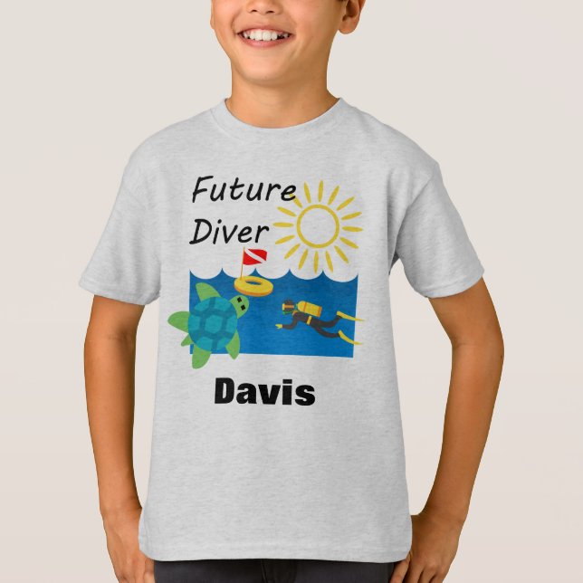 Framtida dykardesign - barnens grundläggande T-Shi T Shirt (Framsida)