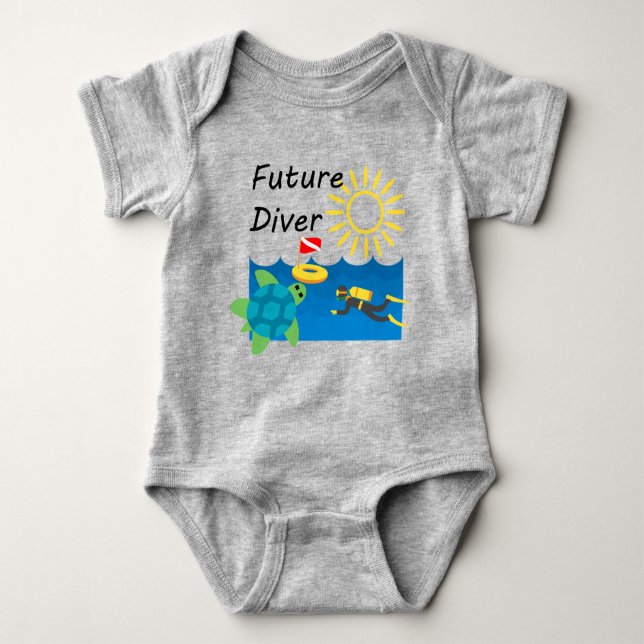Framtida dykare design - Baby Jersey Bodykostym T Shirt (Framsida)