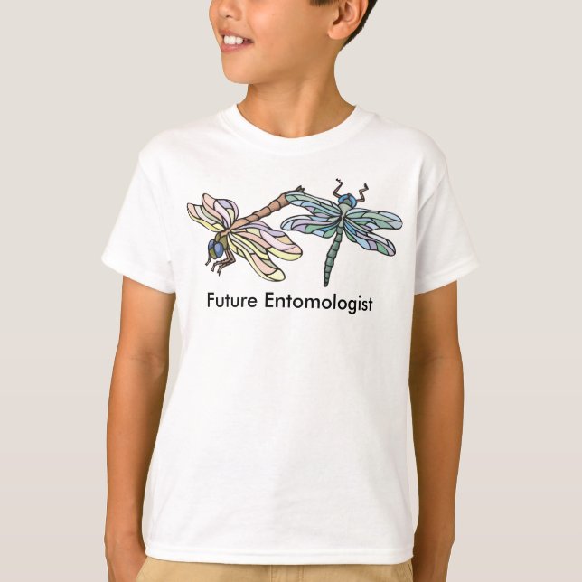 Framtida entomolog Peach och Blue Dragonflies Tee (Framsida)